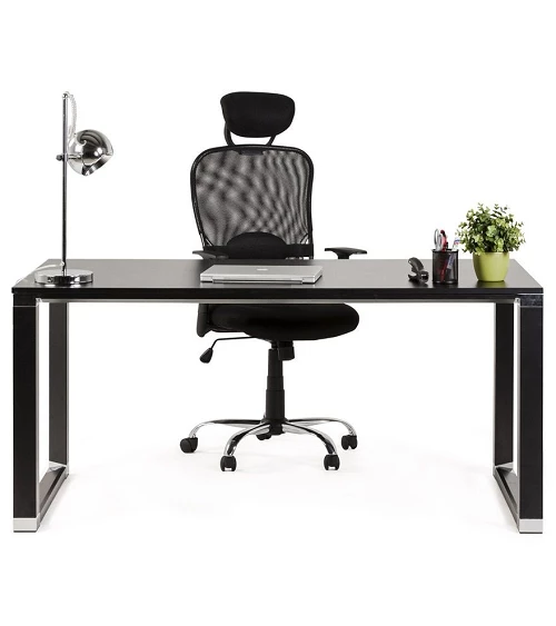 Bureau Métal peint noir 140 cm WARNER Bois noir