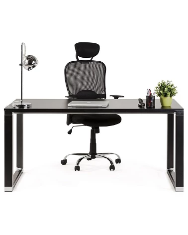 Bureau Métal peint noir 140 cm WARNER Bois noir