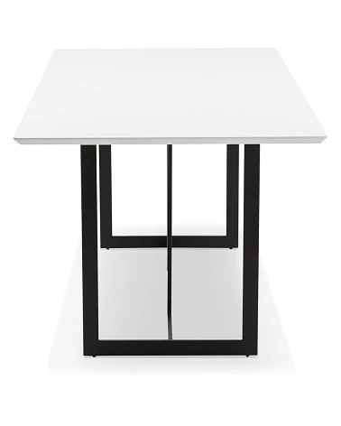 Bureau design métal noir 180 cm DOOR MDF laqué blanc mat