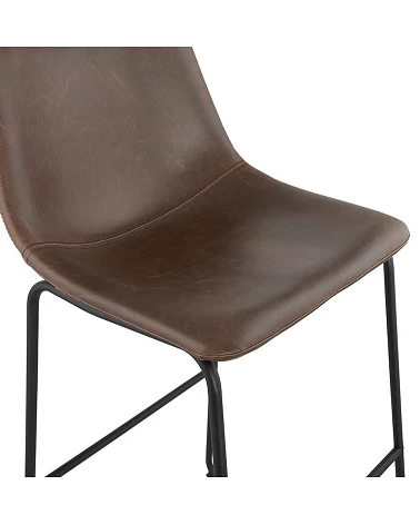 Chaise de bar design GAUCHO Mini similicuir Marron assise