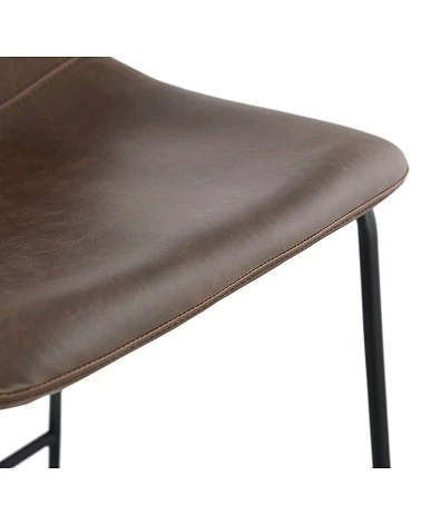 Chaise de bar design GAUCHO Mini similicuir Marron