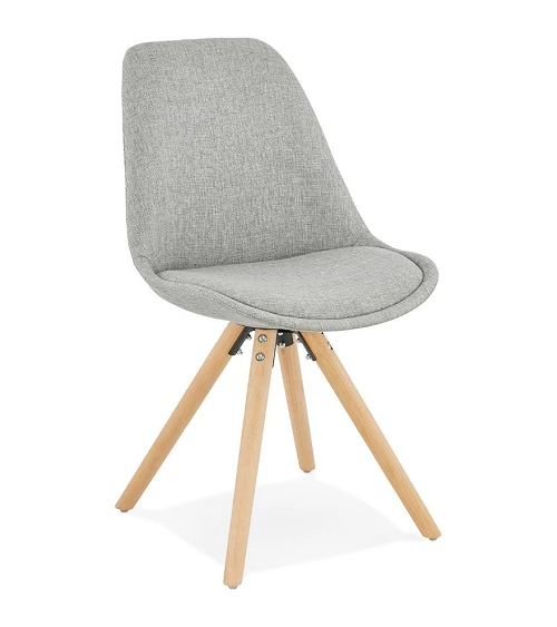 Chaise scandinave BRASA bois naturel tissu Gris