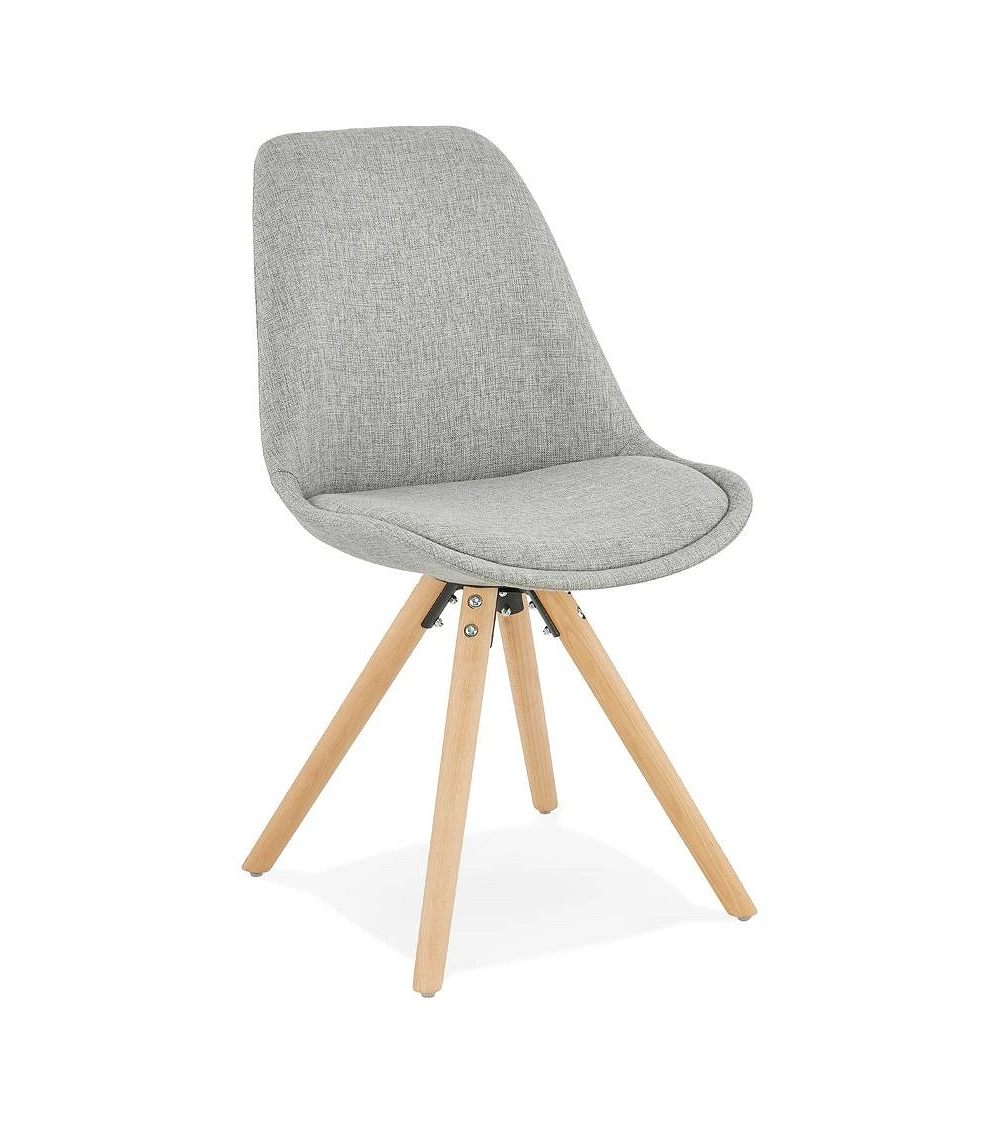 Chaise scandinave BRASA bois naturel tissu Gris