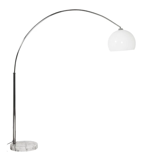 Lampadaire design Loft XL métal Chromé et Poly Blanc