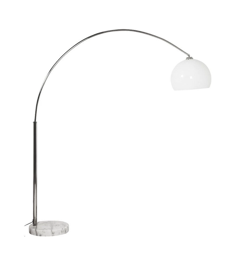 Lampadaire design Loft XL métal Chromé et Poly Blanc