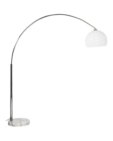 Lampadaire design Loft XL métal Chromé et Poly Blanc