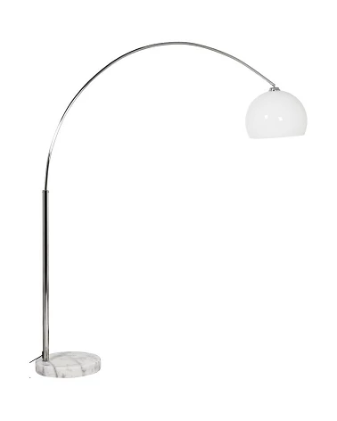 Lampadaire design Loft XL métal Chromé et Poly Blanc