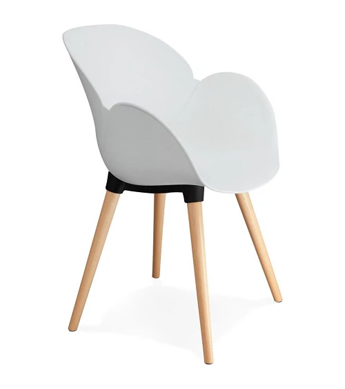 Chaise design SITIWEL Bois Hetre et poly Blanc