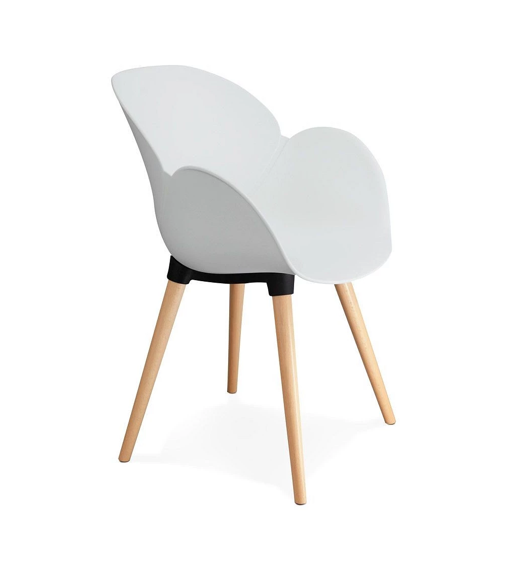 Chaise design SITIWEL Bois Hetre et poly Blanc