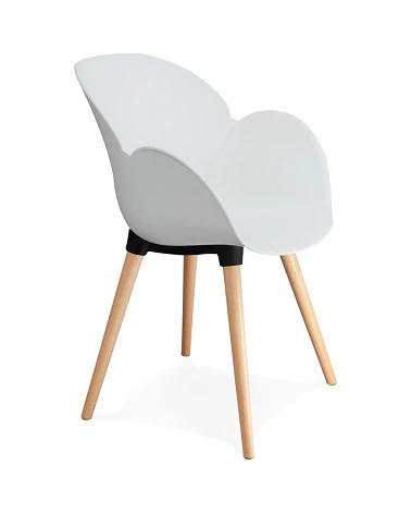 Chaise design SITIWEL Bois Hetre et poly Blanc