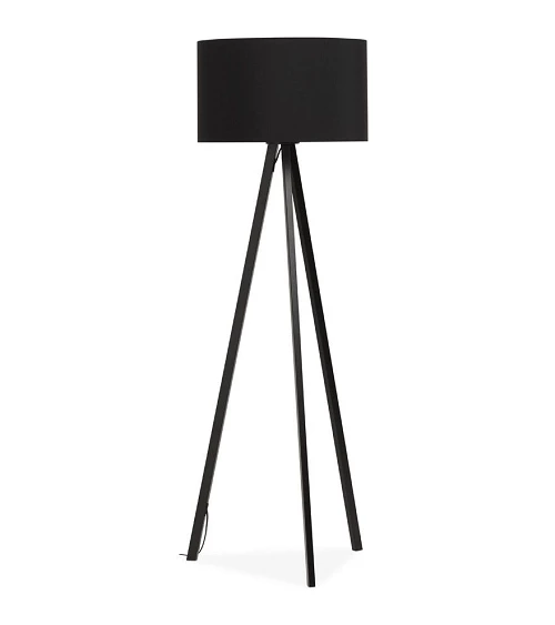 Lampadaire design scandinave Trivet métal et tissu Noir