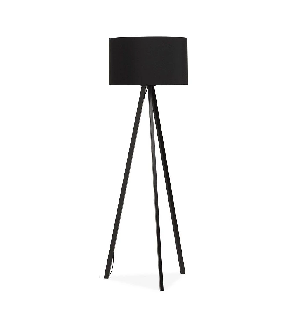 Lampadaire design scandinave Trivet métal et tissu Noir