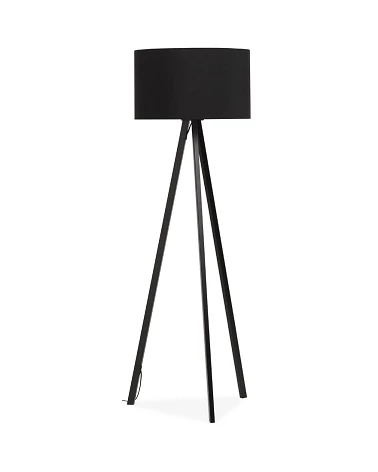 Lampadaire design scandinave Trivet métal et tissu Noir