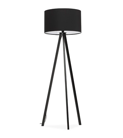 Lampadaire design scandinave Trivet métal et tissu Noir