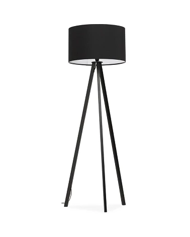 Lampadaire design scandinave Trivet métal et tissu Noir