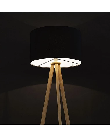 Lampadaire design scandinave Trivet métal bois et tissu Noir