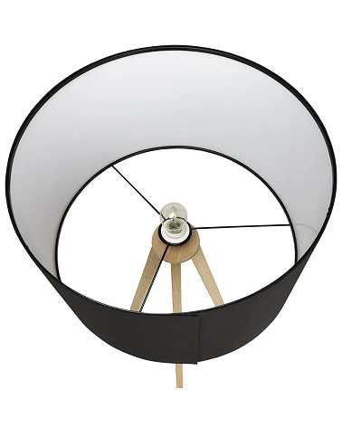 Lampadaire design scandinave Trivet métal bois et tissu Noir