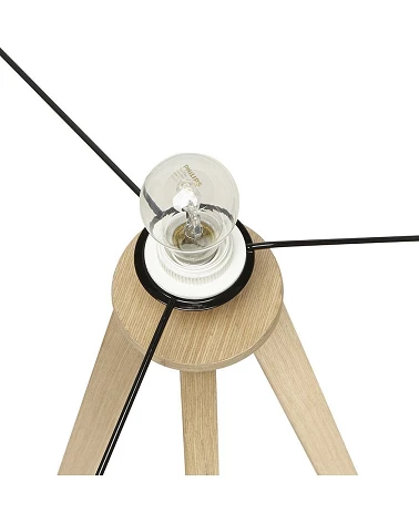 Lampadaire design scandinave Trivet métal bois et tissu Noir