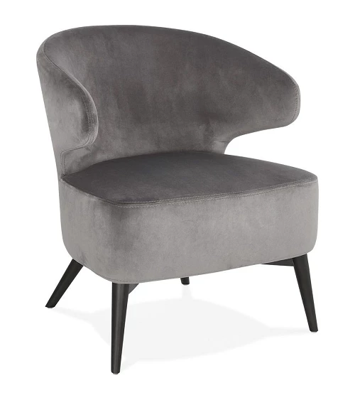 Fauteuil design Melick pieds bois noir textile Gris