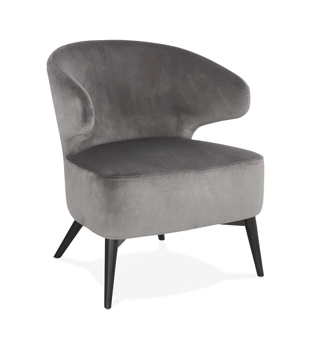 Fauteuil design Melick pieds bois noir textile Gris