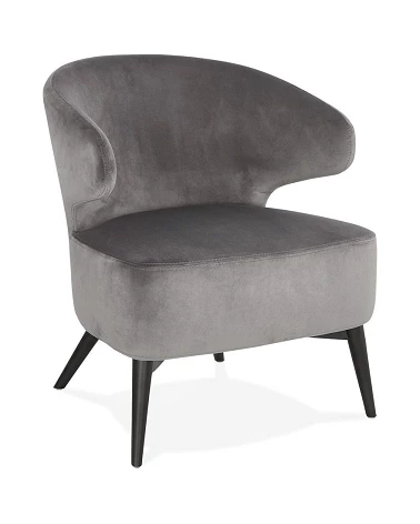 Fauteuil design Melick pieds bois noir textile Gris