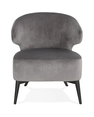 Fauteuil design Melick pieds bois noir textile Gris