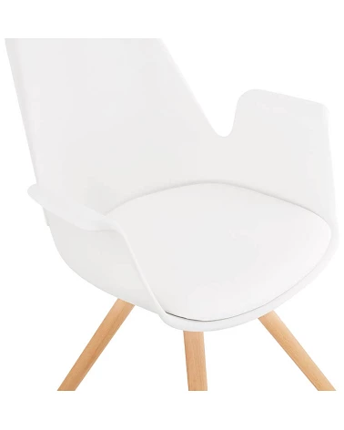 Chaise design Skanor blanc pieds bois clair