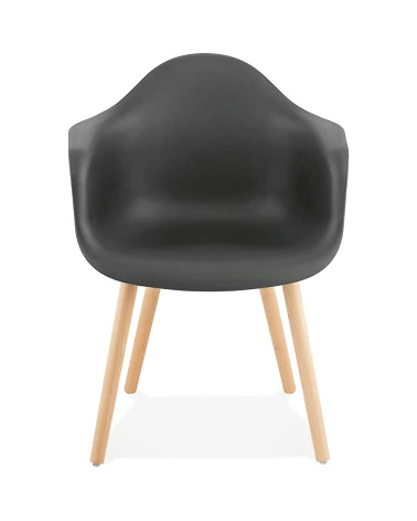 Chaise design Cloud Poly Noir et pieds bois