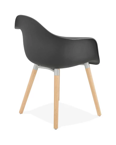 Chaise design Cloud Poly Noir et pieds bois