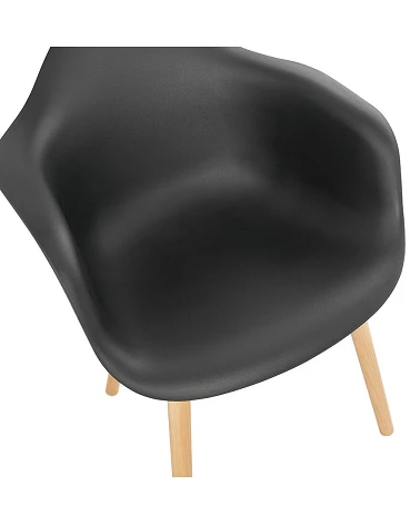 Chaise design Cloud Poly Noir et pieds bois