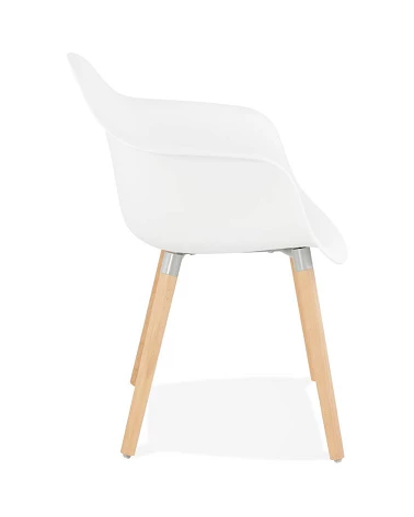 Chaise design Cloud Poly Blanc et pieds bois