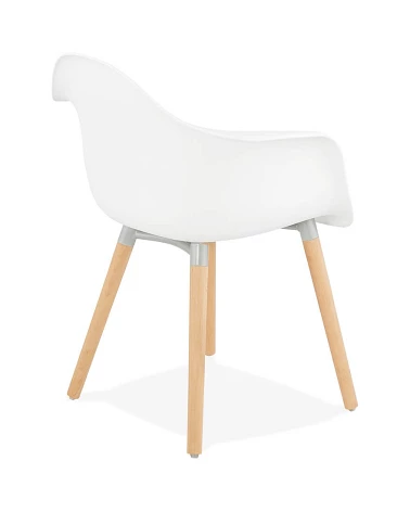 Chaise design Cloud Poly Blanc et pieds bois