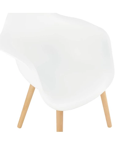 Chaise design Cloud Poly Blanc et pieds bois