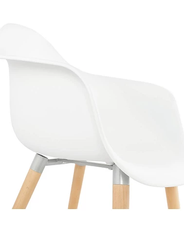 Chaise design Cloud Poly Blanc et pieds bois