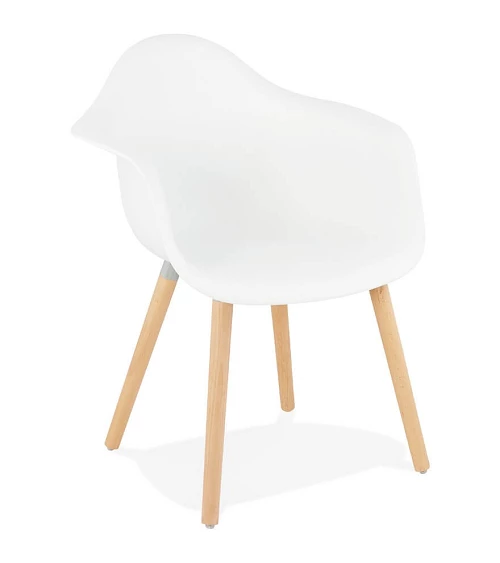 Chaise design Cloud Poly Blanc et pieds bois