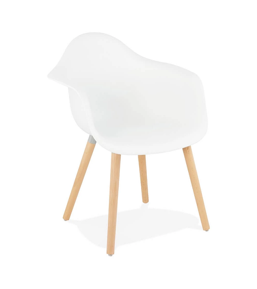 Chaise design Cloud Poly Blanc et pieds bois