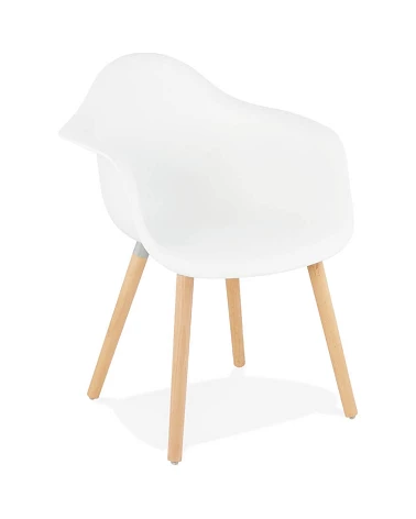 Chaise design Cloud Poly Blanc et pieds bois