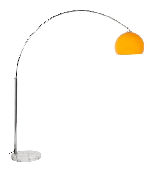 Lampadaire design Loft XL métal Chromé et Poly orange