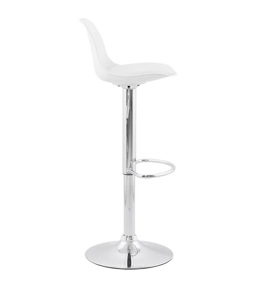 Chaise de bar métal chromé Tendy simili blanc