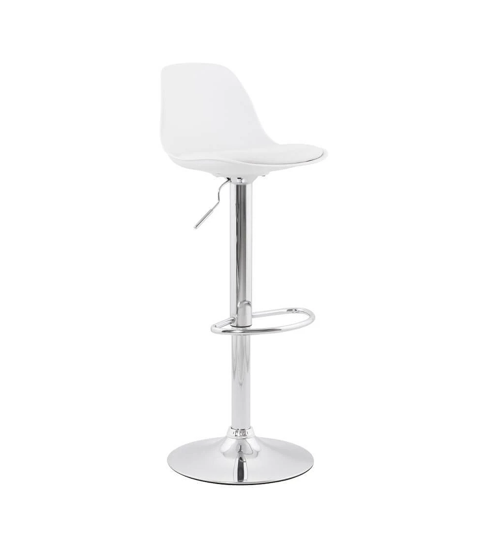 Chaise de bar métal chromé Tendy simili blanc