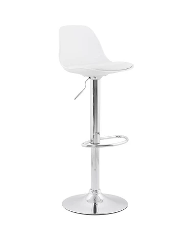 Chaise de bar métal chromé Tendy simili blanc