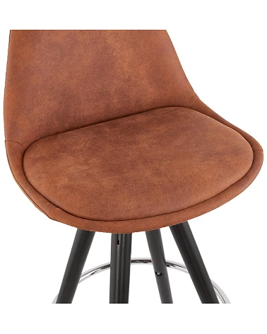 Chaise de bar design Noir AGOUTI microfibre Marron