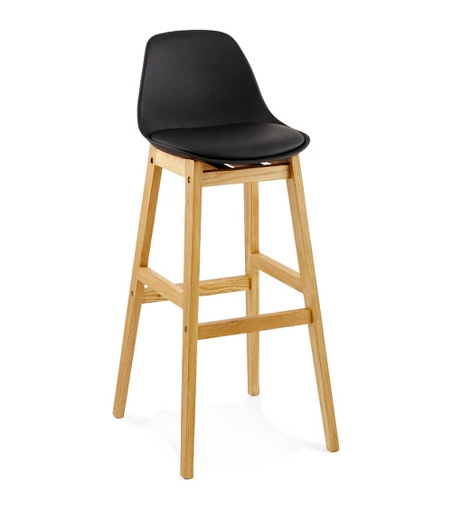 Tabouret de bar bois de Chêne ELODY Polypro Noir