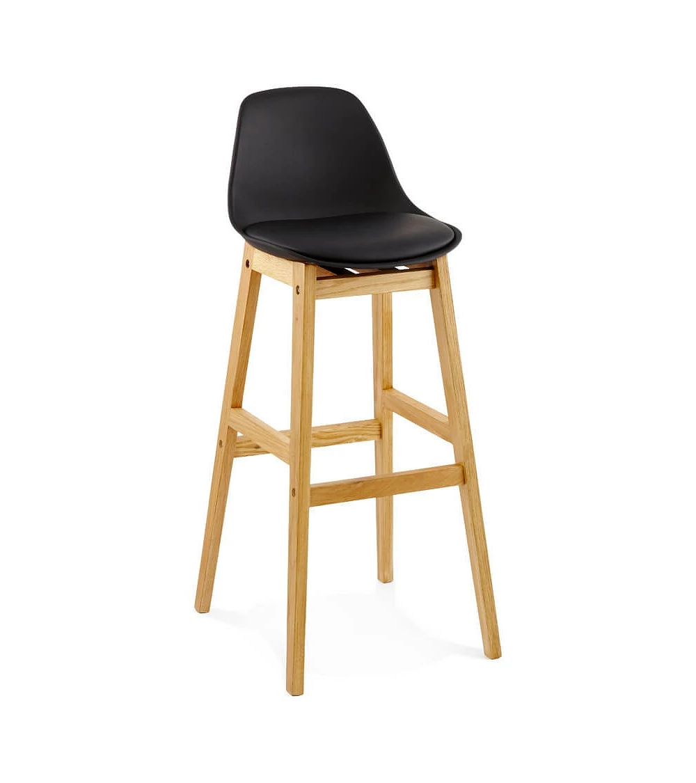 Tabouret de bar bois de Chêne ELODY Polypro Noir