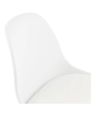 Tabouret de bar bois de Chêne ELODY Polypro Blanc