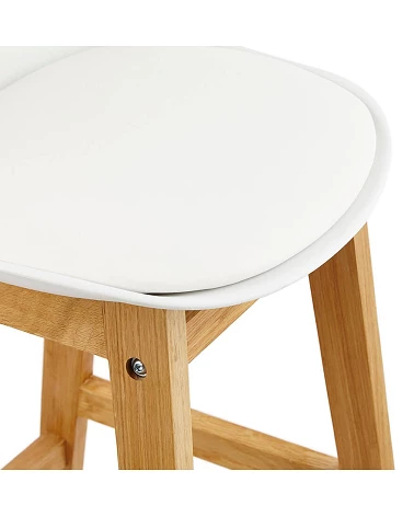 Tabouret de bar bois de Chêne ELODY Polypro Blanc