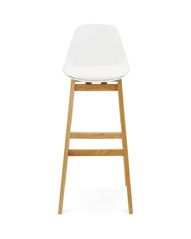 Tabouret de bar bois de Chêne ELODY Polypro Blanc