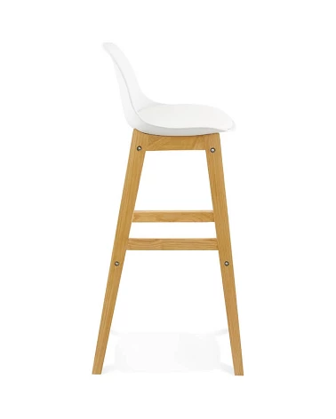 Tabouret de bar bois de Chêne ELODY Polypro Blanc