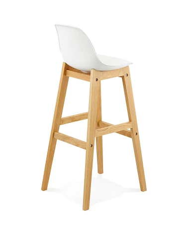 Tabouret de bar bois de Chêne ELODY Polypro Blanc