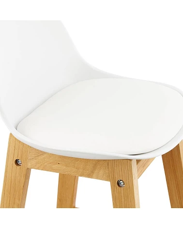 Tabouret de bar bois de Chêne ELODY Polypro Blanc